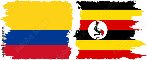 Free Download Uganda and Colombia grunge flags connection, vector - GFXLoad