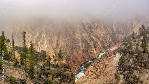 Grand Canyon of the Yellowstone River from Inspiration point on the north rim trail photo