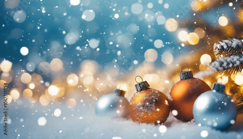 Festive Christmas Ornaments with Colorful Bokeh Lights
