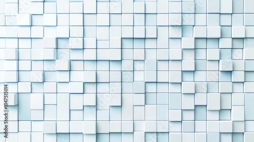 This wallpaper has a futuristic look with white and blue shapes arranged in a grid pattern. It's designed to look like a real textured wall and can be repeated seamlessly.