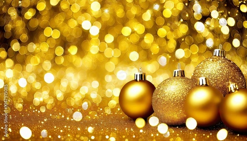 Festive Christmas Ornaments with Colorful Bokeh Lights, Gold, colorful, Christmas tree
