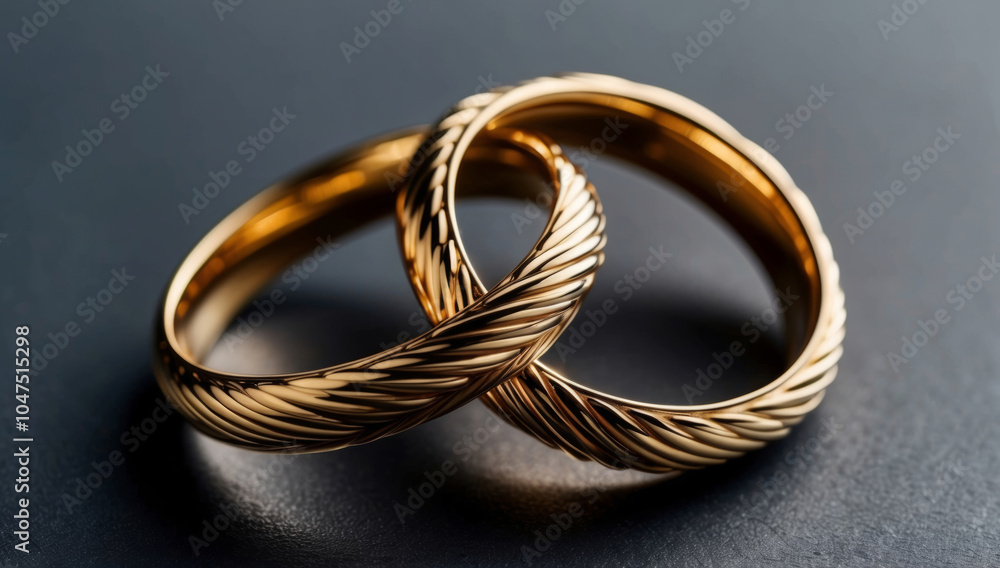 a pair of gold wedding rings