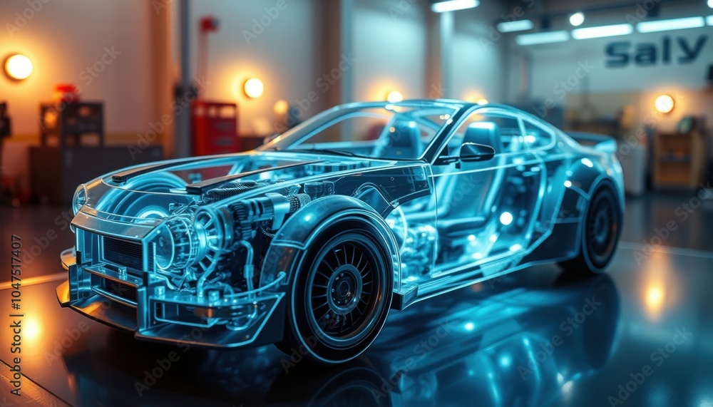 Futuristic transparent car model Futuristic transparent car model