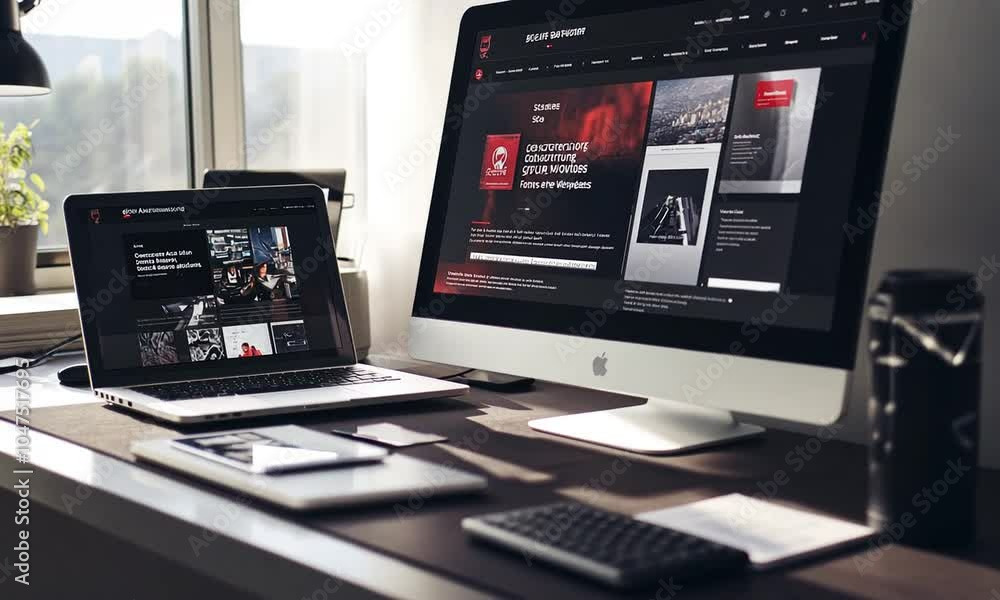 Laptop and Desktop Displaying Website Laptop and Desktop Displaying Website