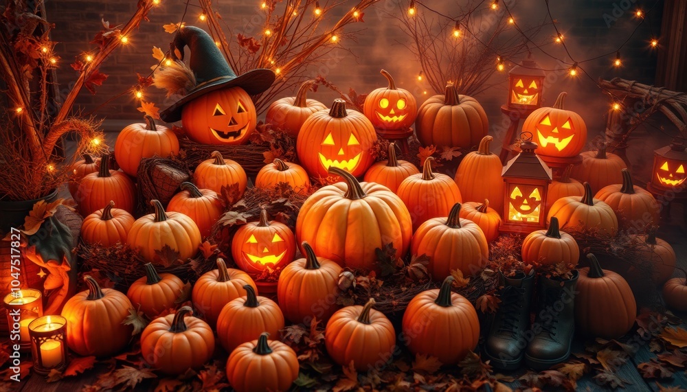 Glowing halloween pumpkin display Glowing halloween pumpkin display