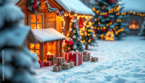 Magical winter wonderland with christmas decorations