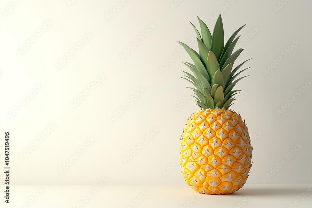 Bright pineapple on plain background, space for text Bright pineapple on plain background, space for text