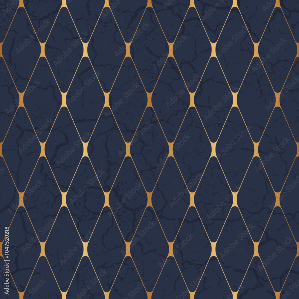 Fototapeta premium Geometric gold seamless pattern. Golden geometry background for design prints. Elegant abstract diamond repeat texture. Repeated elegant stripe. Repeating modern stylish trellis. Vector illustration
