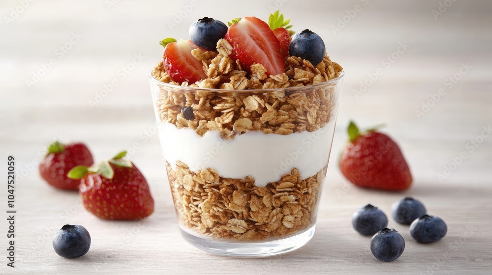 Delicious Yogurt Parfait with Granola and Berries Delicious Yogurt Parfait with Granola and Berries