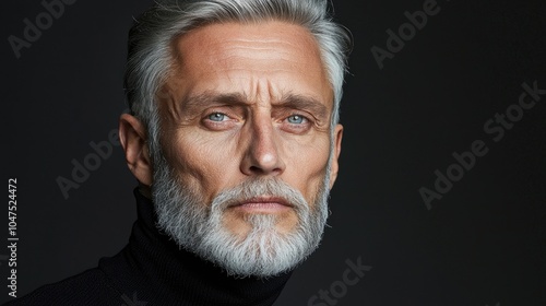 Intense Gaze of Elderly Man with White Beard