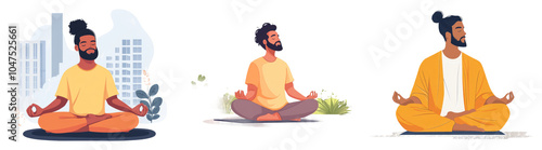Wallpaper Mural 3D men meditating in plasticine style isolated on transparent PNG perfect for mindfulness-themed illustrations or wellness-related designs Torontodigital.ca