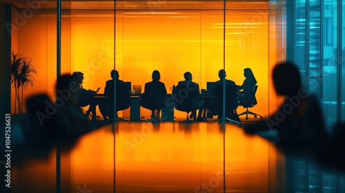 Silhouettes of Business People in a Meeting Room