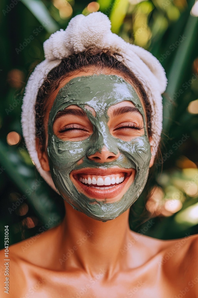 Woman’s Skincare Routine with Calming Mud Mask Woman’s Skincare Routine with Calming Mud Mask