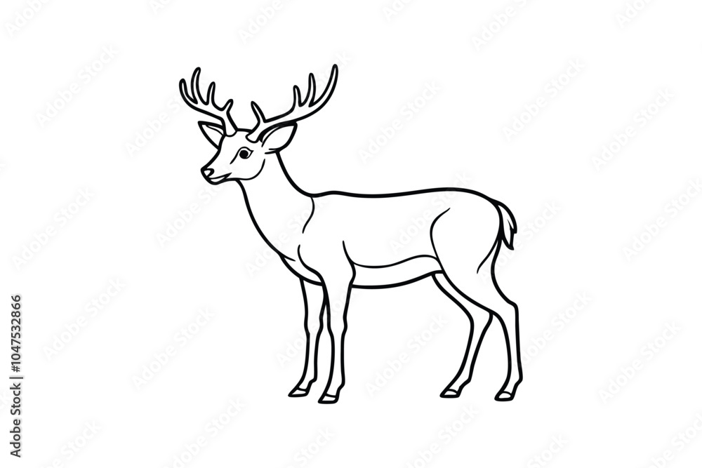 Deer Line Art Vector Illustration – Majestic and Rustic Wildlife Design for Elegant Nature Art Deer Line Art Vector Illustration – Majestic and Rustic Wildlife Design for Elegant Nature Art