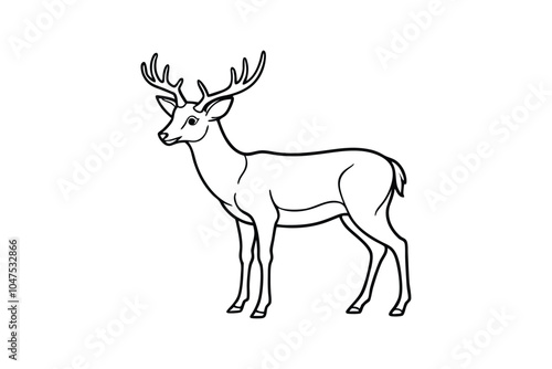 Deer Line Art Vector Illustration – Majestic and Rustic Wildlife Design for Elegant Nature Art photo