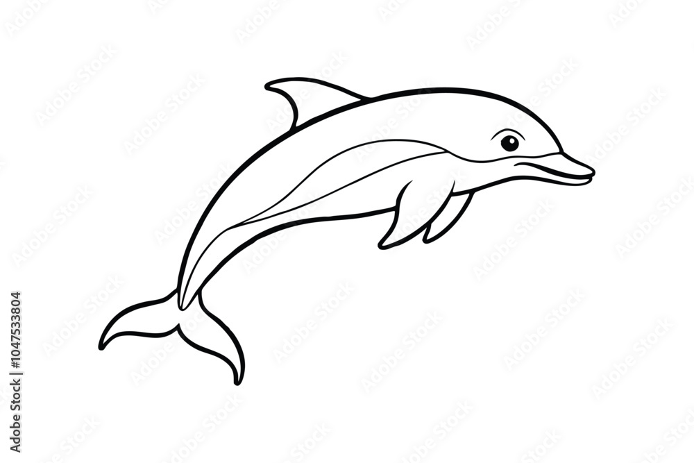 Fototapeta premium Dolphin Silhouette Line Art Vector – Minimalist Marine Icon on White Background for Ocean and Aquatic Design