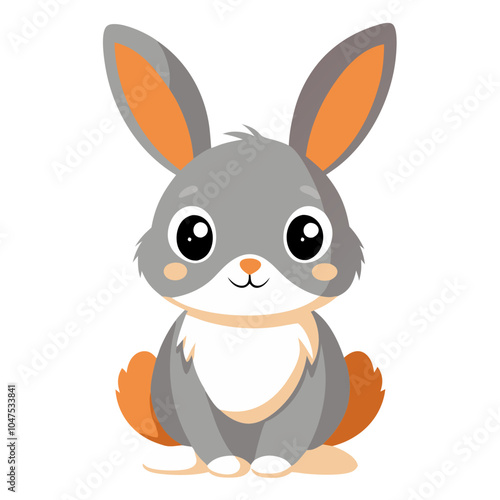 Cute White Rabbit on White Background