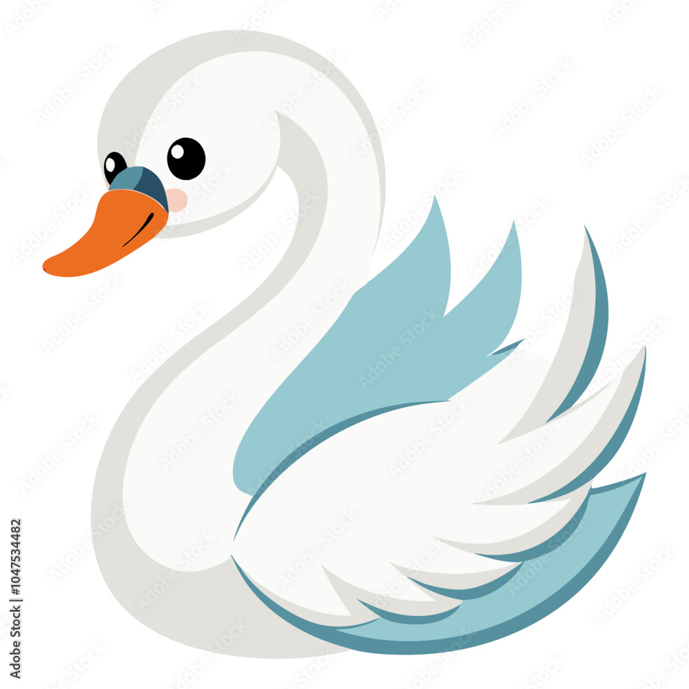 Fototapeta premium Elegant White Swan on a Clear Background