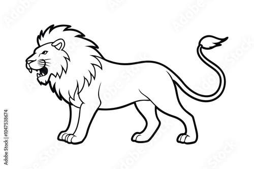 Lion Line Art Silhouette Vector Illustration – Majestic and Powerful Wildlife Design for Bold and Regal Art