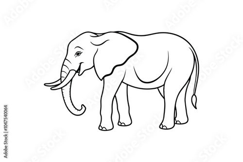 Elephant Outline Vector Illustration – Simple Line Art Symbolizing Wisdom and Strength for Majestic Wildlife Design photo