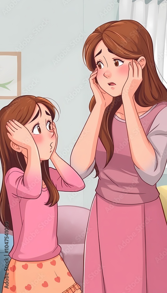 Teen Girl Ignoring Mother's Scolding Teen Girl Ignoring Mother's Scolding