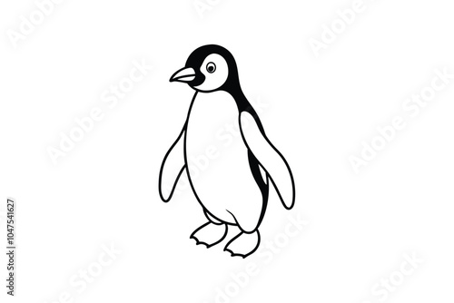 Black Penguin Silhouette Vector – Minimal Line Art Icon for Cute and Elegant Wildlife Design on White Background