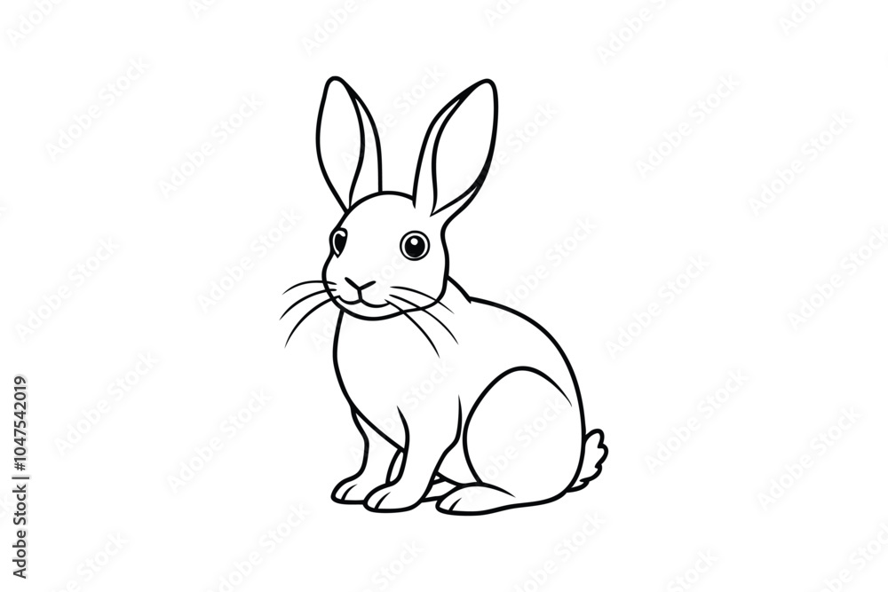 Fototapeta premium Rabbit Silhouette Line Art Vector – Cute and Minimalist Wildlife Illustration for Nature and Pet Design