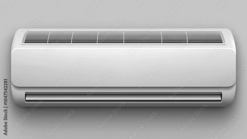 Modern wall-mounted air conditioner unit installed in a home interior, providing cooling for a comfortable living space Modern wall-mounted air conditioner unit installed in a home interior, providing cooling for a comfortable living space