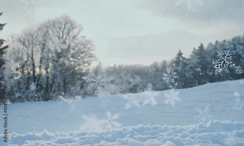 Snowflakes Falling on a Quiet Winter Meadow Snowflakes Falling on a Quiet Winter Meadow