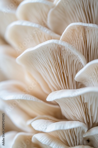 A close up of a white mushroom with a lot of detail