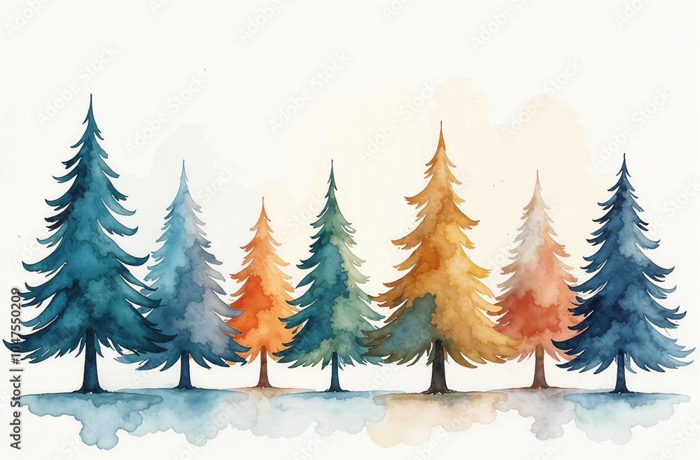 Obraz premium Watercolor forest. High quality photo