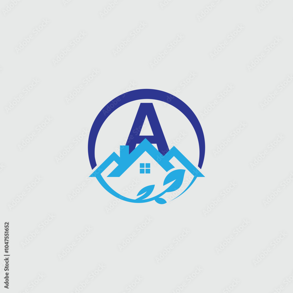 Abstract Leaf and Real Estate Logo With Letter A Abstract Leaf and Real Estate Logo With Letter A