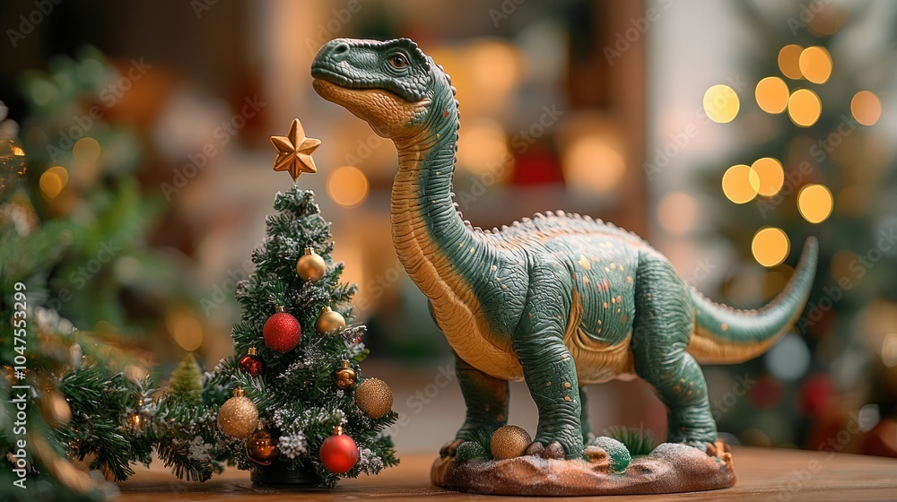 toy next to a small christmas tree on the table toy next to a small christmas tree on the table