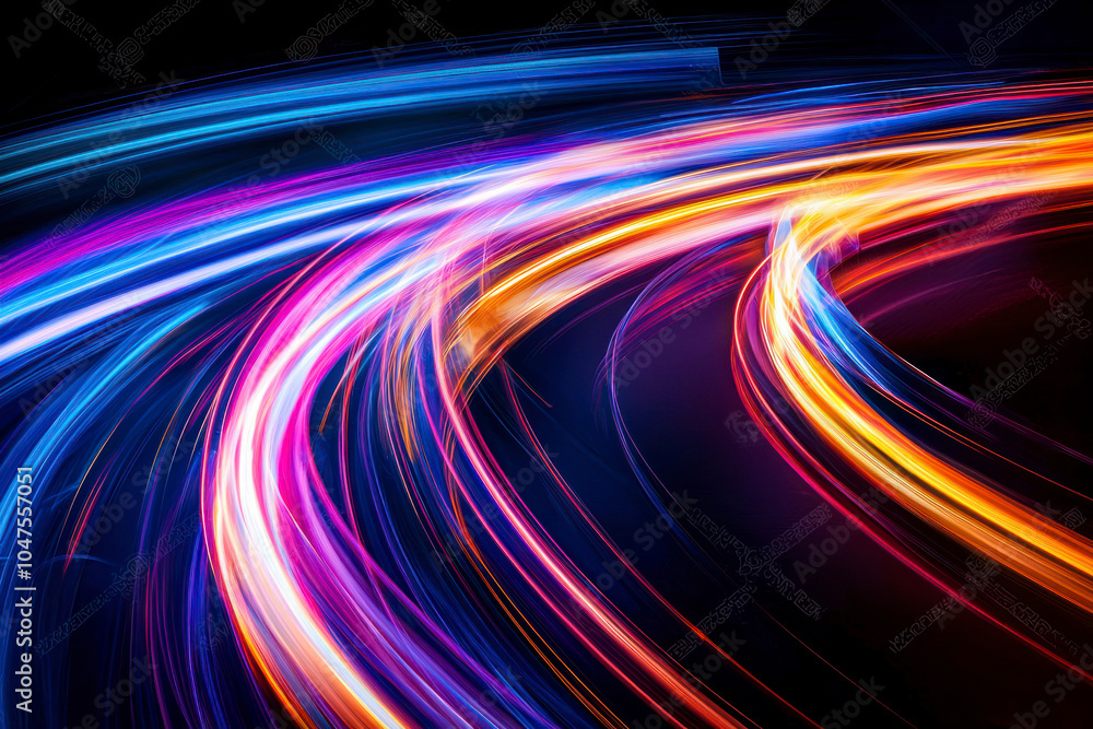 Colorful abstract light trail on black background. Colorful abstract light trail on black background.