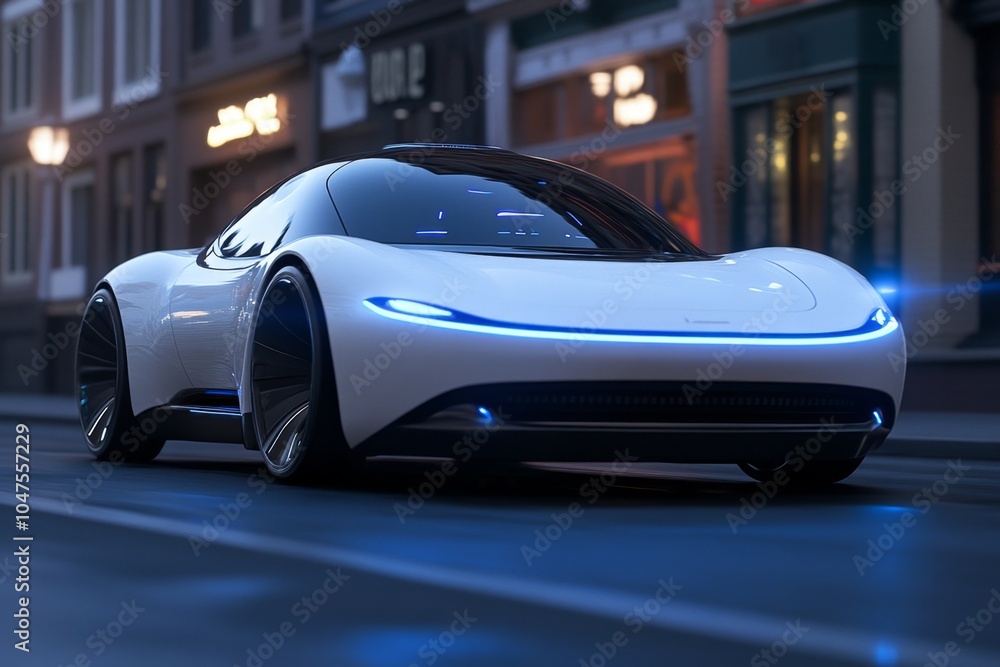 Naklejka premium A futuristic New Yearâ€™s Eve celebration with flying cars, holographic countdowns, and digital fireworks lighting up a cityscape, blending futuristic aesthetics with global traditions, symbolizing