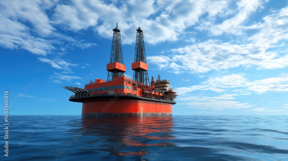 Fototapeta premium Drill Ship in the Sea: Offshore Oil Exploration and Energy Production