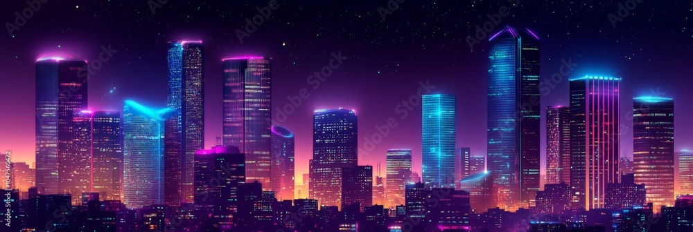Vibrant Night Cityscape with Neon Lights Vibrant Night Cityscape with Neon Lights