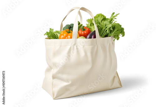 Eco friendly shopping bag with vegetables. isolated background.
