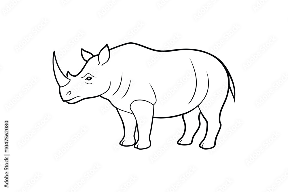 Fototapeta premium Powerful Rhino in Serene Stance Vector – Majestic Wildlife Illustration Capturing Strength and Grace