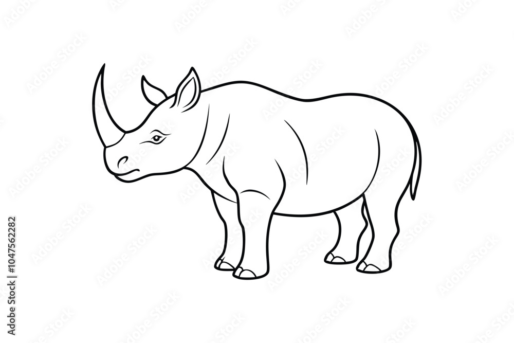 Fototapeta premium Powerful Rhino in Serene Stance Vector – Majestic Wildlife Illustration Capturing Strength and Grace