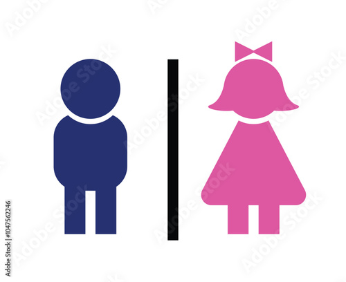Toilet restroom sign boy and girl kids element vector icon for public navigation symbol. Male Blue and female pink color.