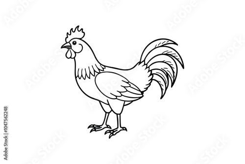 Rooster Line Art Vector Illustration – Simple and Elegant Farm Animal Design for Rustic and Country Branding photo