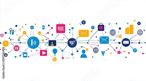 Wallpaper Mural Colorful Abstract Infographic with Connecting Lines Torontodigital.ca