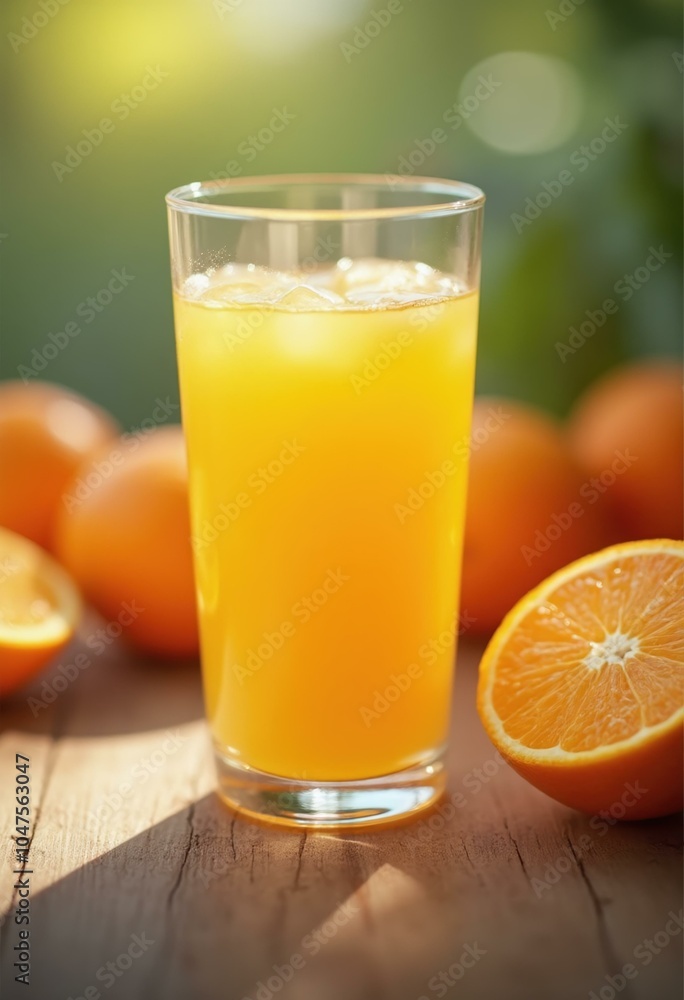 Refreshing Glass of Orange Juice with Ice, Summer Drink Concept. Refreshing Glass of Orange Juice with Ice, Summer Drink Concept.