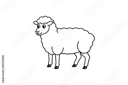 Sheep Line Art Vector – Simple and Rustic Farm Animal Silhouette for Pastoral and Country Design photo