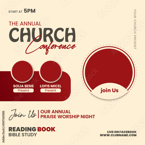 Best Praise Worship Revival Anniversary, Church workshop conference flyer social media post web banner, Vector design church flyer template design	
