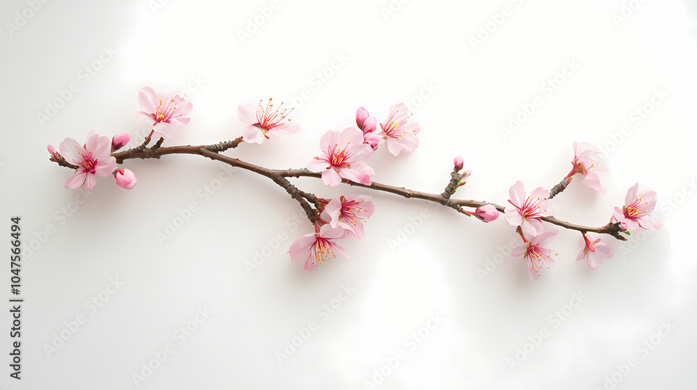 A delicate branch of cherry blossoms arranged on a clean white background, showcasing the beauty of spring blooms in soft pink hues. Cherry Blossom Grove. Illustration A delicate branch of cherry blossoms arranged on a clean white background, showcasing the beauty of spring blooms in soft pink hues. Cherry Blossom Grove. Illustration