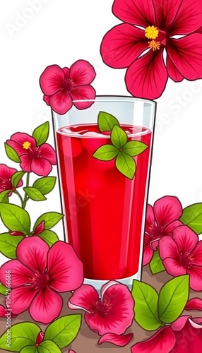 Hibiscus Juice Zobo with Fresh Petals photo