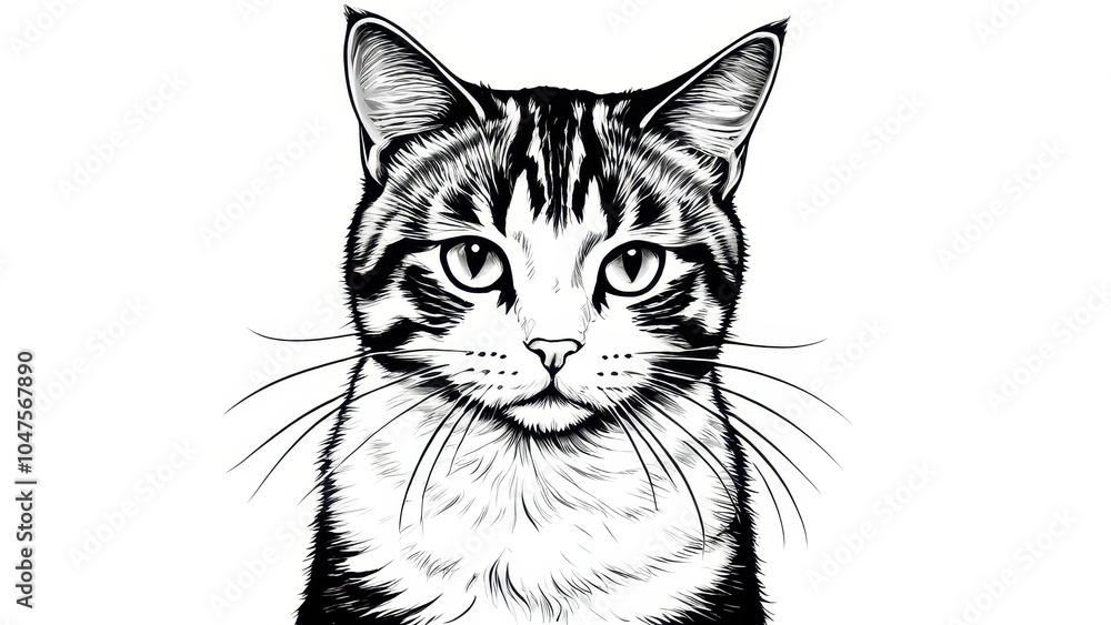 Fototapeta premium Unique drawn picture of cat bad alongside cute drawn cat, capturing a blend of charming and cheeky expressions, ideal for fun artwork or pet-themed graphics.