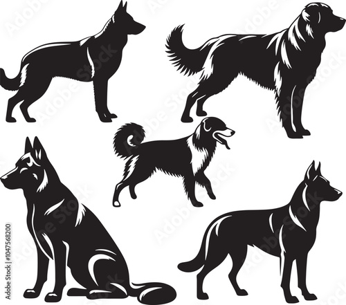 Set Silhouette Dog vector dog head  collrction 